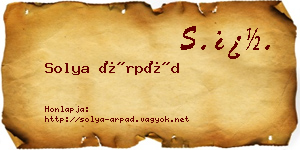 Solya Árpád névjegykártya